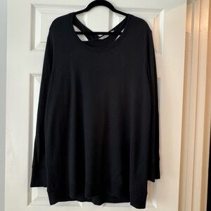 Athleta Black Long Sleeve Tunic with Open-Crisscross Back